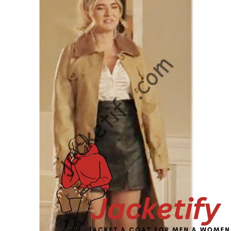Dynasty Eliza Bennett Brown Leather Coat