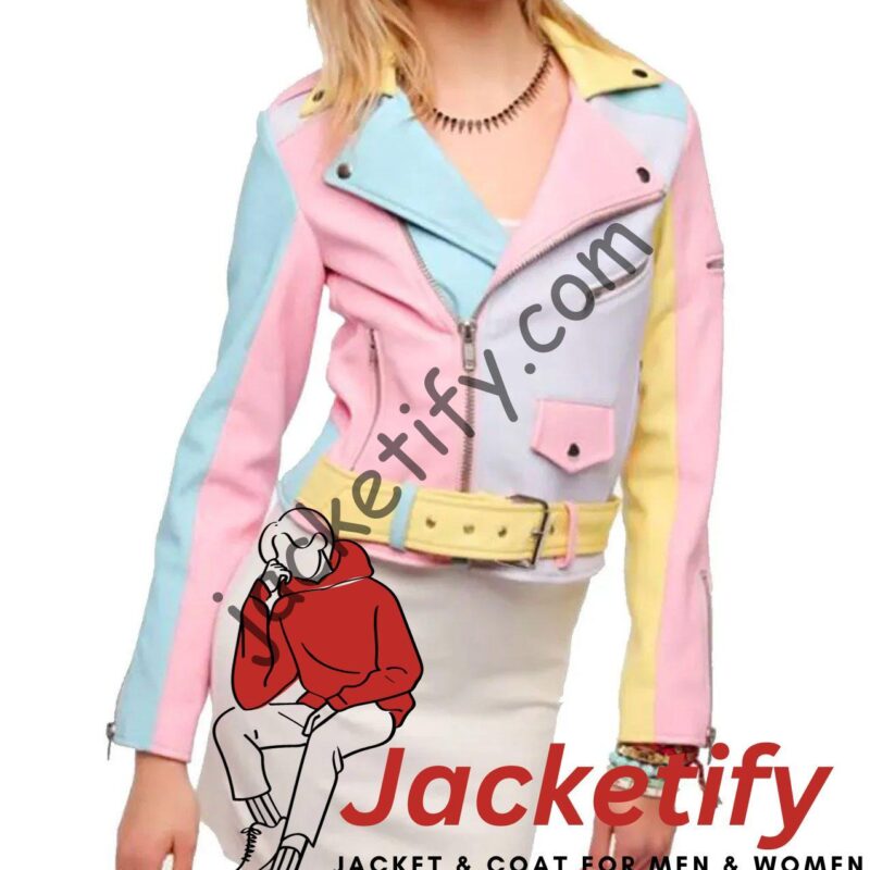 Pretty Little Liars Lucy Hale Pastel Rainbow Leather Jacket