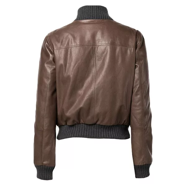 Brown Leather Bomber Jacket Womens