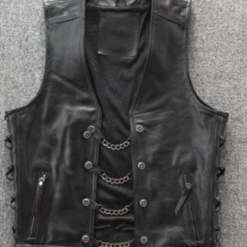 Men’s Chain Biker Leather Vest