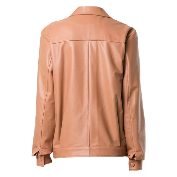 Womens Brown Leather Trucker Jacket