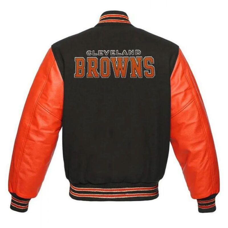 Cleveland Browns Grey and Orange Varsity Jacket