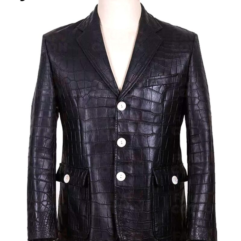 Alligator Luxury Black Leather Blazer