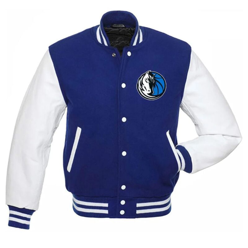 Dallas Mavericks Blue and White Varsity Jacket