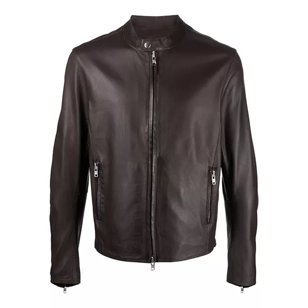 Mens Plain Brown Leather Jacket