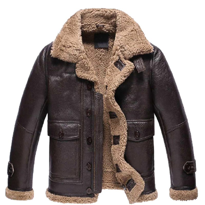 Men’s JC010 Dark Brown Shearling Winter Leather Jacket
