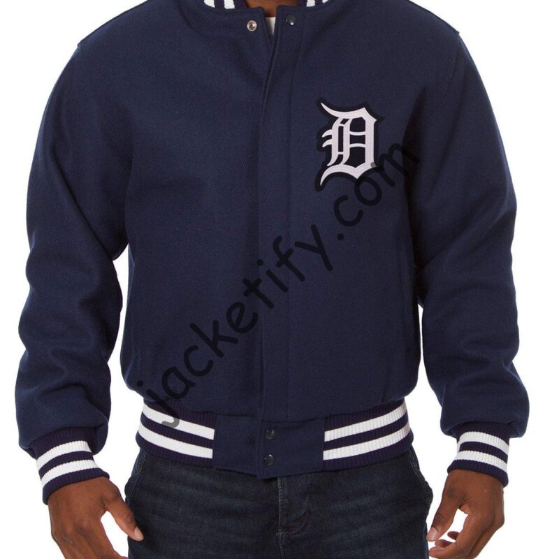 Detroit Tigers Varsity Navy Blue Wool Jacket