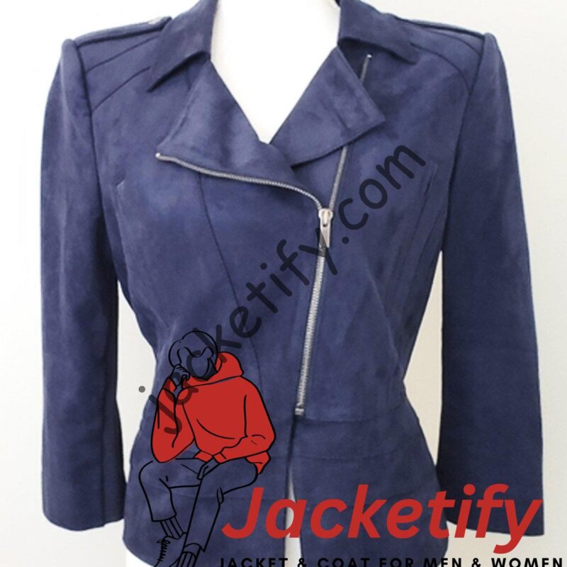 The Vampire Diaries S05 Nina Dobrev Navy Suede Jacket