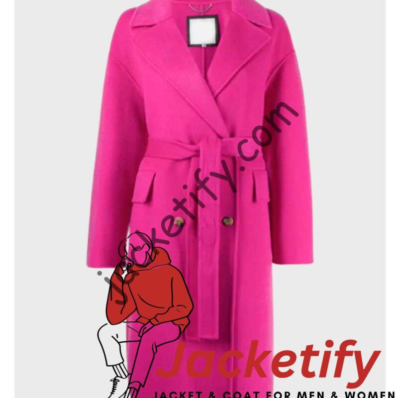Emily in Paris Lily Collins Pink Wool Coat