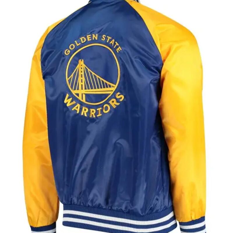 Golden State Warriors Blue and Yellow Varsity Satin Jacket