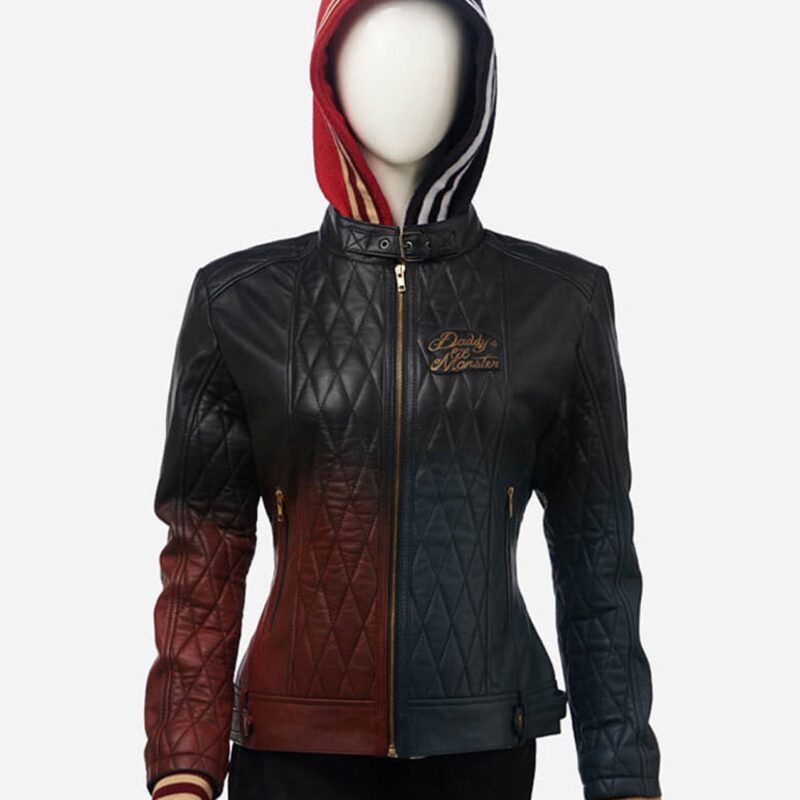 Harley Quinn Property of Joker Leather Jacket with Hood