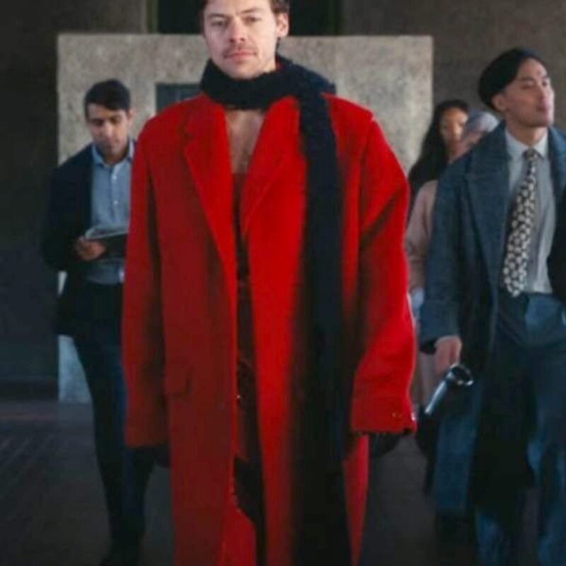 Harry Styles Red Wool Coat
