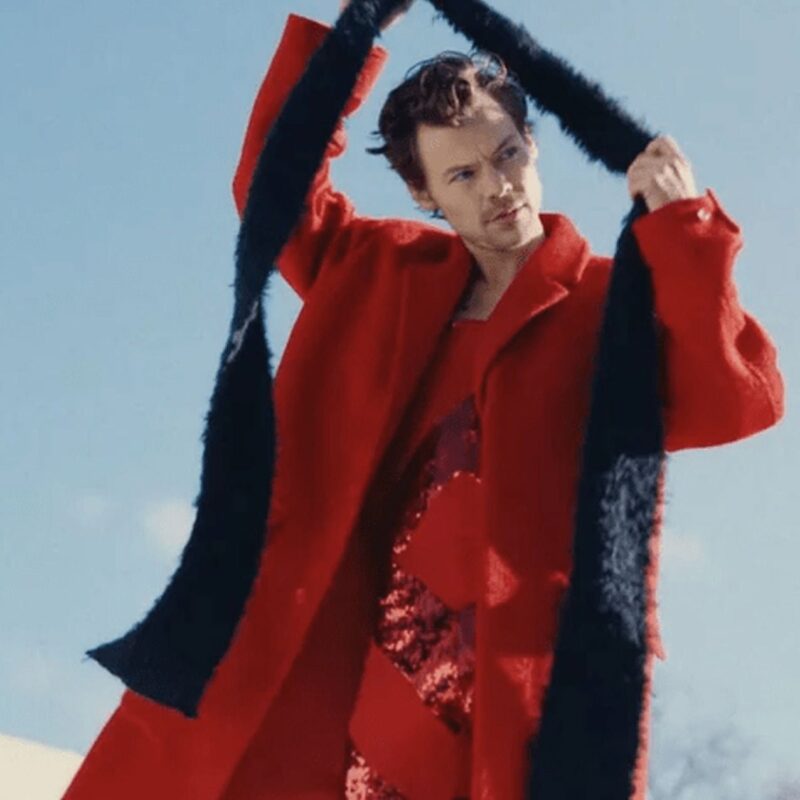 Harry Styles Red Wool Coat