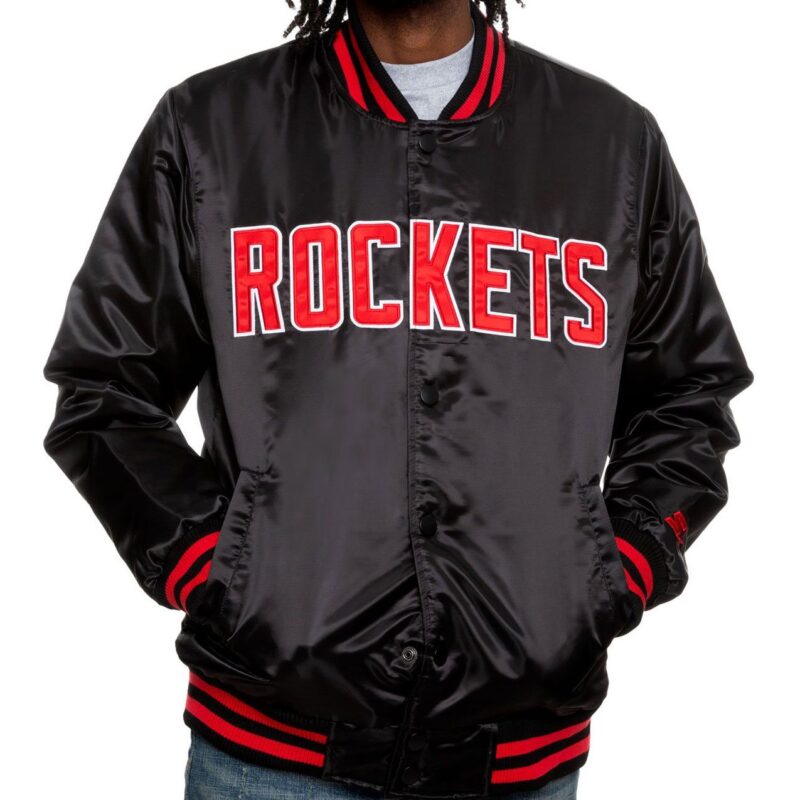 Houston Rockets Black Satin Jacket