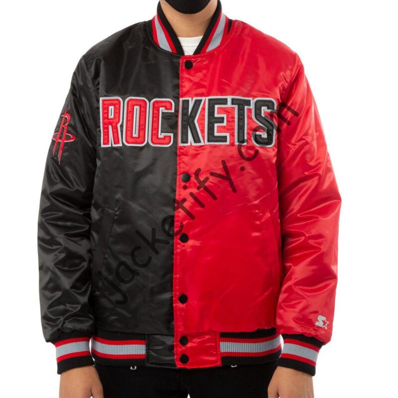 Starter Houston Rockets Red and Black Bomber Jacket