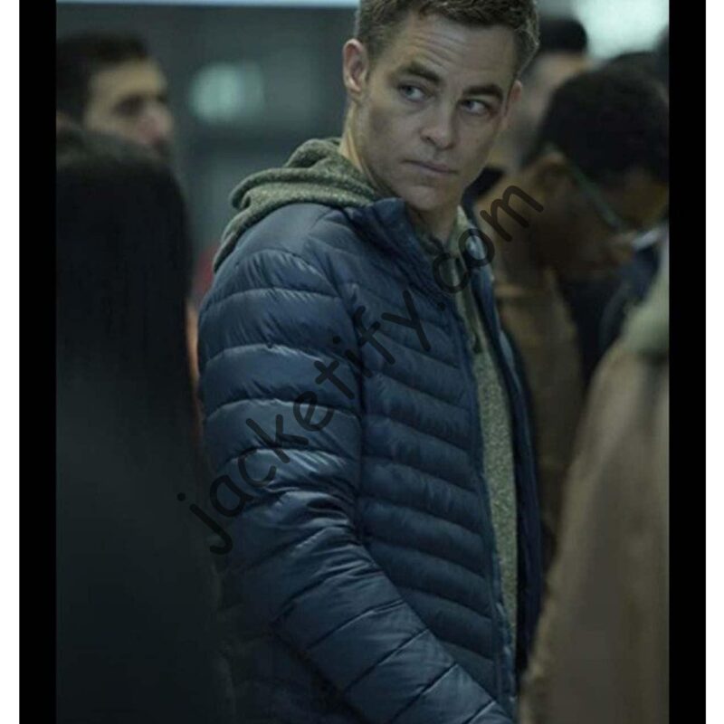 The Contractor Chris Pine Puffer Blue Jacket