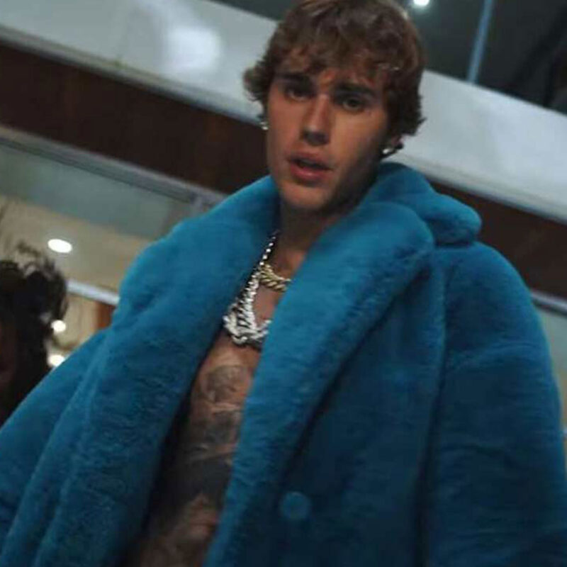 Justin Bieber Blue Fur Coat
