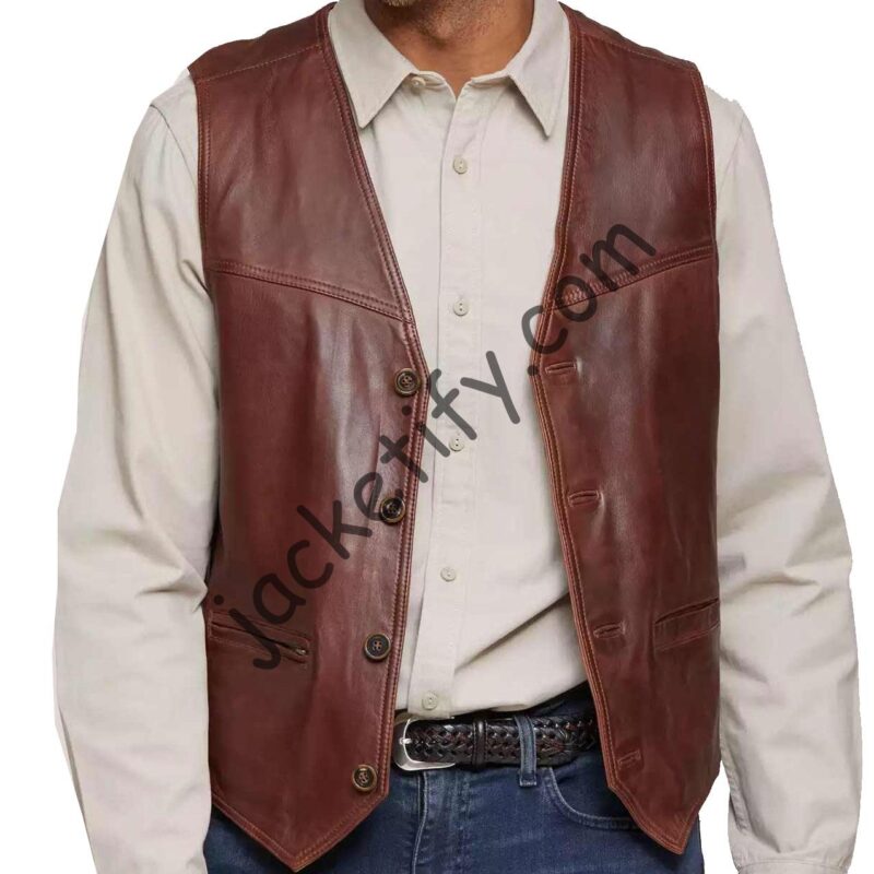 Men’s JC987 Carreras Lambskin Brown Leather Vest