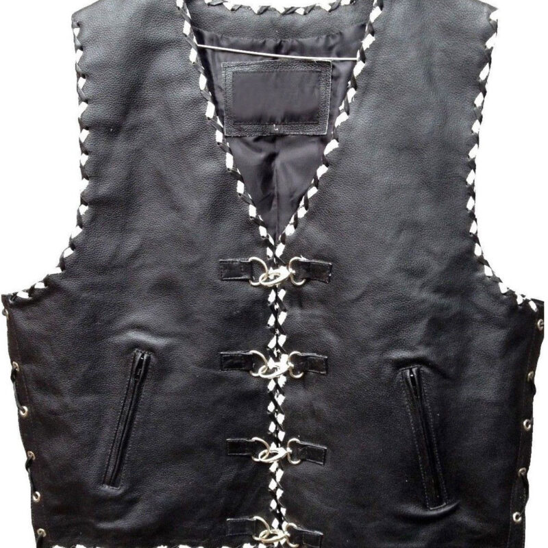 Men’s Biker Braid Leather Vest