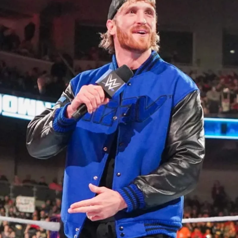 Logan Paul Blue and Black Varsity Jacket