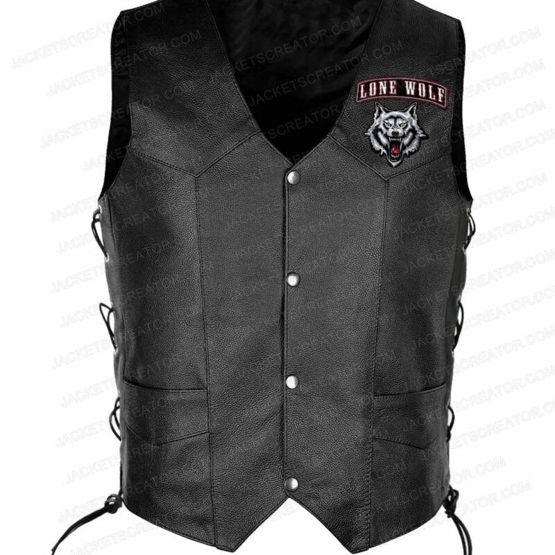 Men’s Biker Lone Wolf Leather Vest