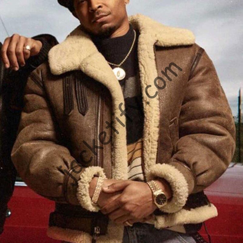 Power Book III Malcolm M. Mays Shearling Brown Leather Jacket