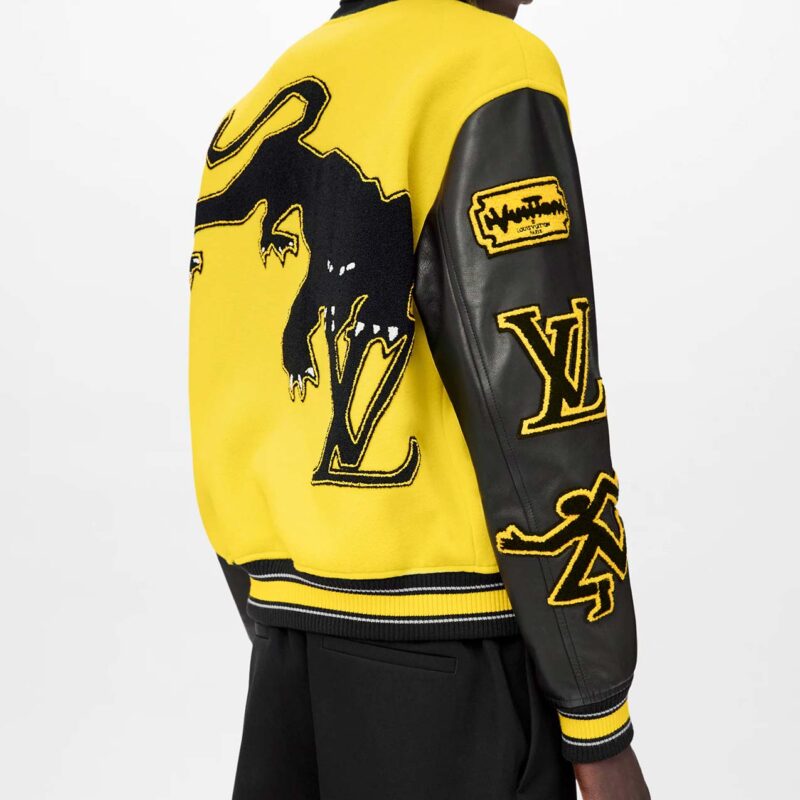 LV Varsity Yellow and Black Leather Jacket