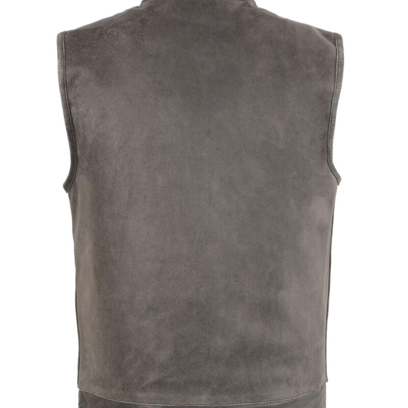 Men’s Biker Grey Distressed Leather Vest