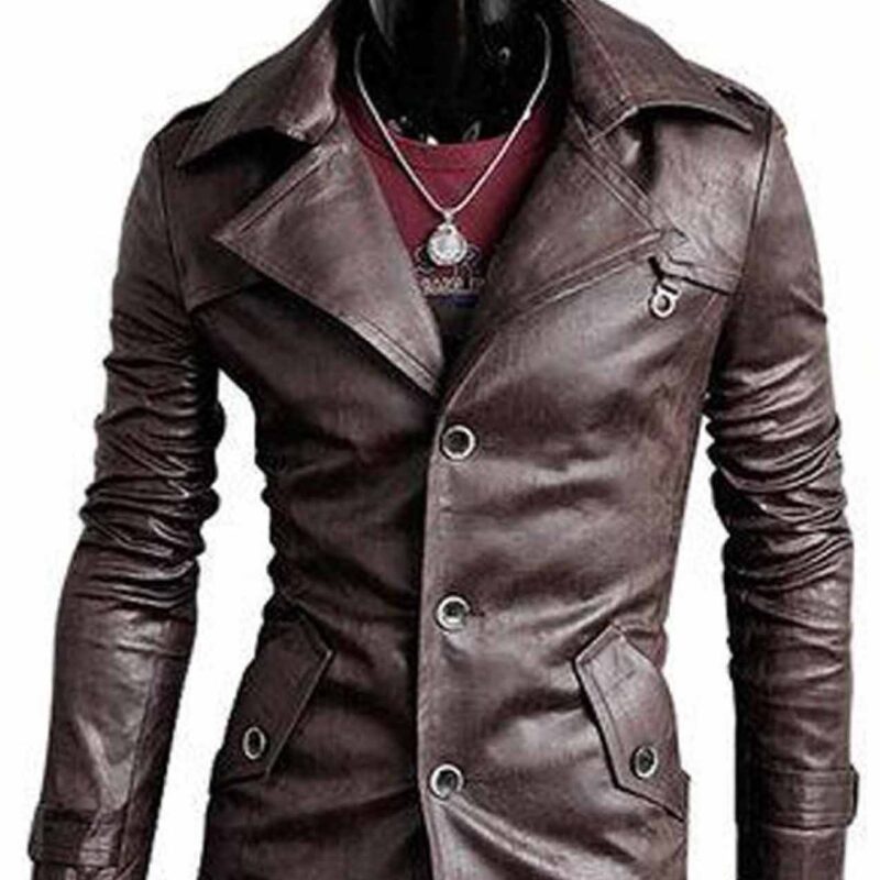 Men’s Slim Fit Faux Leather Coat