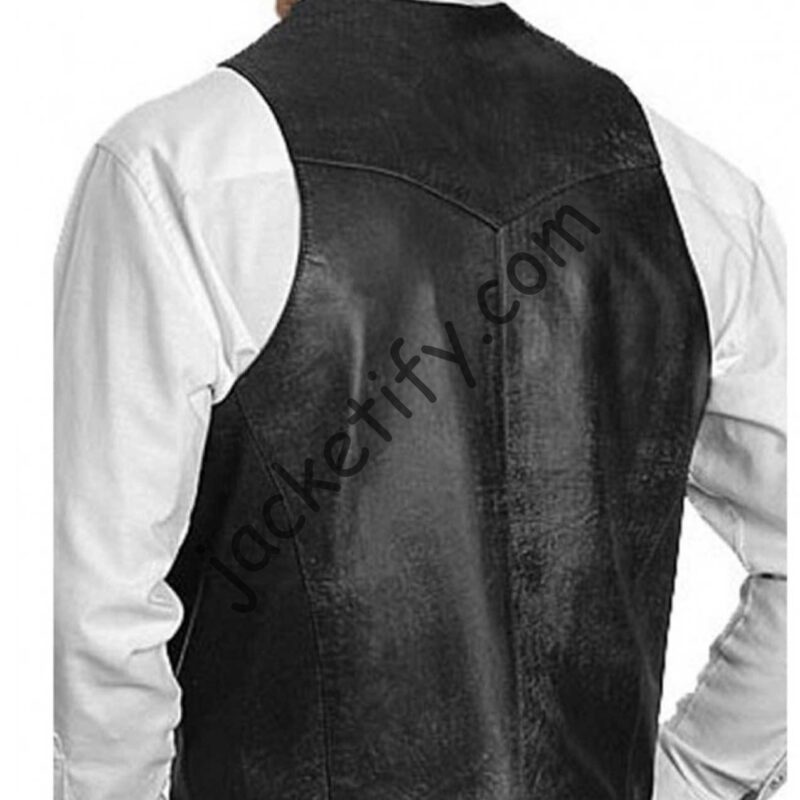 Men’s Horse Riding Vintage Distressed Black Leather Vest