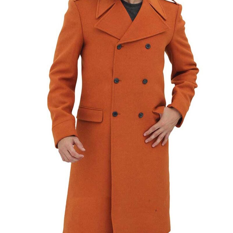 Men’s Orange Double Breasted Wool Coat
