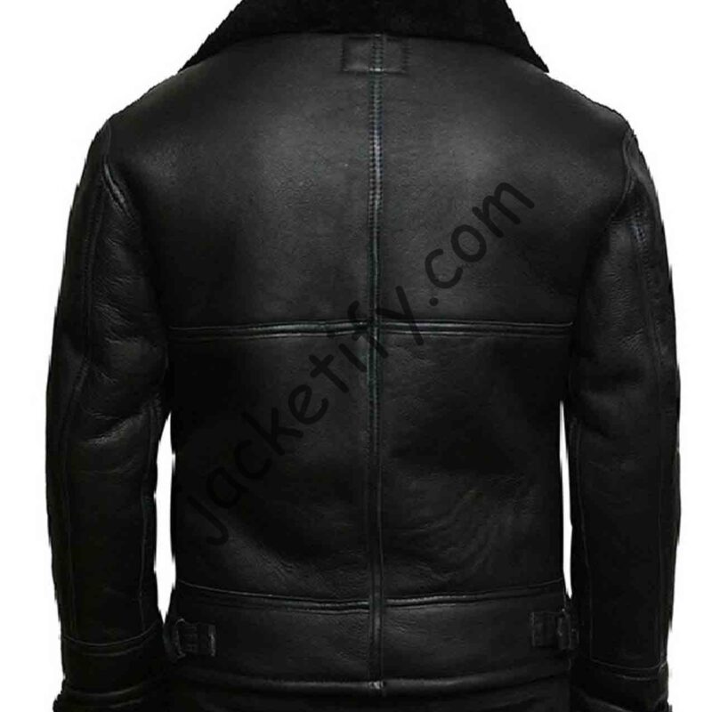 Men’s B3 Shearling Sheepskin Black Leather Jacket