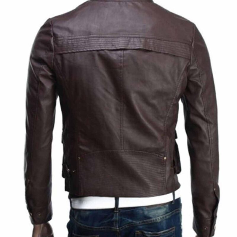 Men’s Brando Style Slim Fit Brown Leather Jacket