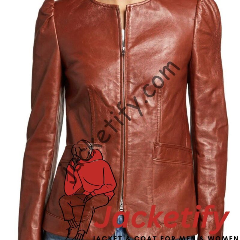 The Morning Show Karen Pittman Collarless Leather Jacket