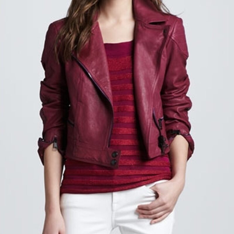 The Mindy Project S02 Mindy Kaling Burgundy Leather Jacket