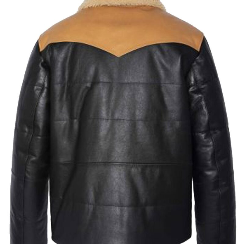 Men’s Rancher Black Leather Jacket with Fur Collar