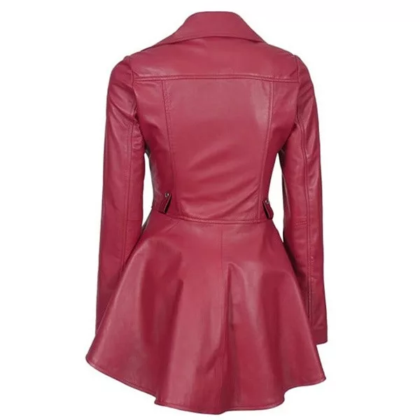 Womens Leather Pink Peplum Jacket