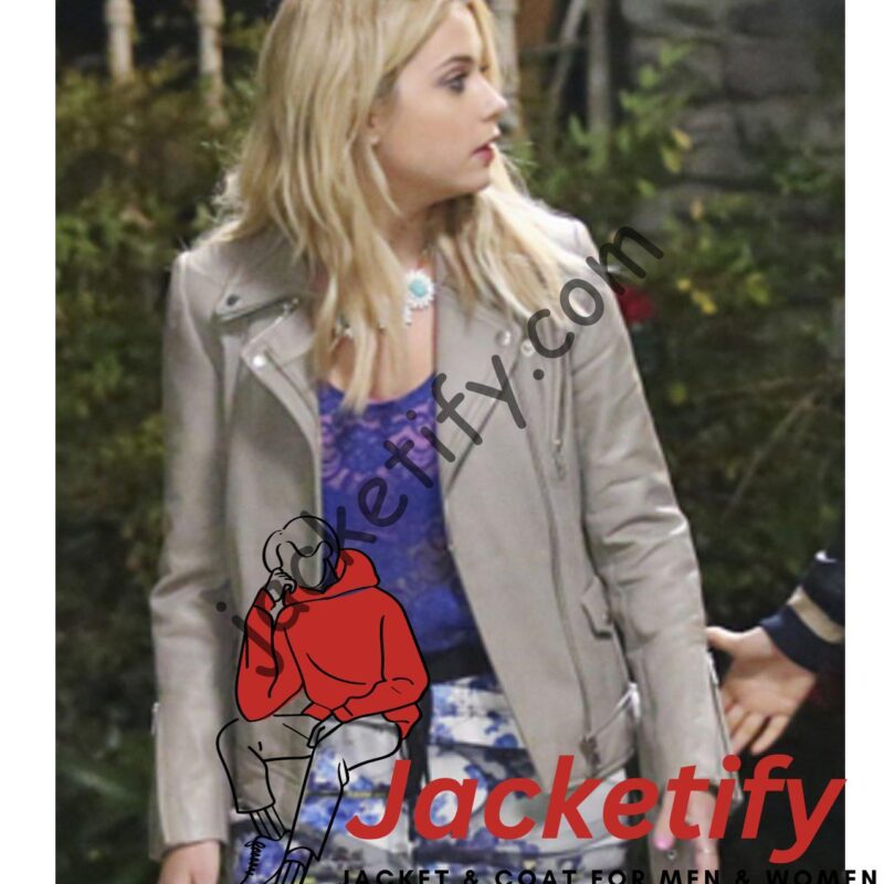 Pretty Little Liars S05 Ashley Benson Gray Leather Jacket