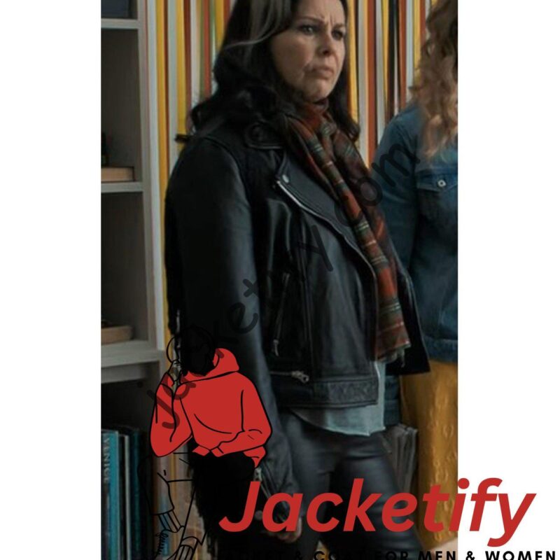 Queens of Mystery Julie Graham Fringe Leather Jacket