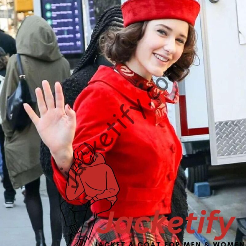 The Marvelous Mrs Maisel S05 Rachel Brosnahan Red Suede Jacket