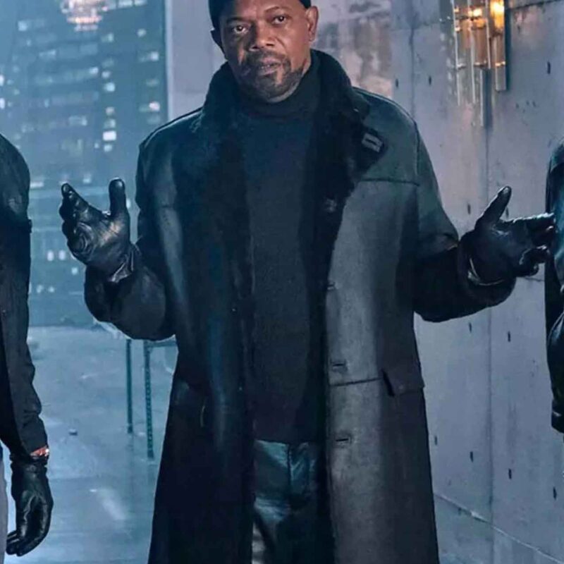 Samuel L Jackson Shaft Black Leather Coat