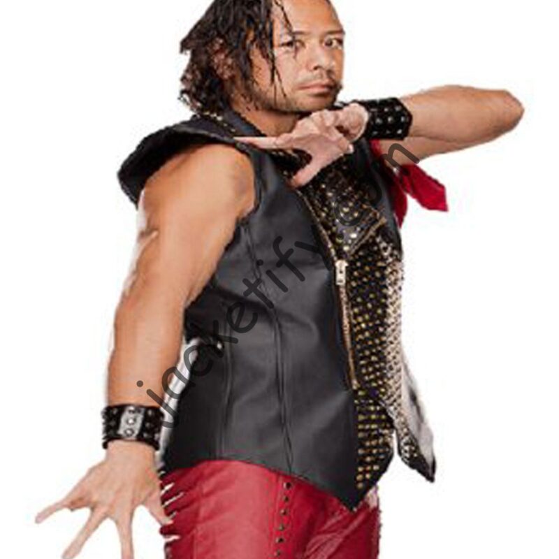 Shinsuke Nakamura Studded Black Leather Vest