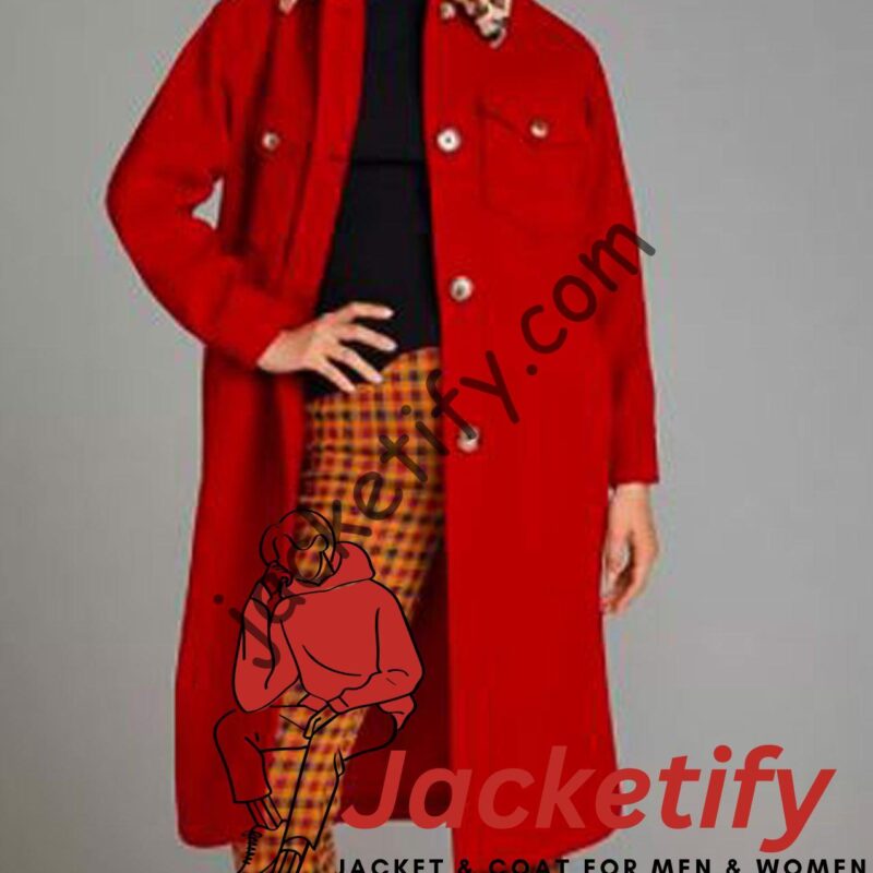Side Hustle Jayden Bartels Red Wool Coat