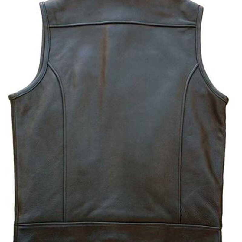 Men’s Asymmetrical Biker MC Club Leather Vest