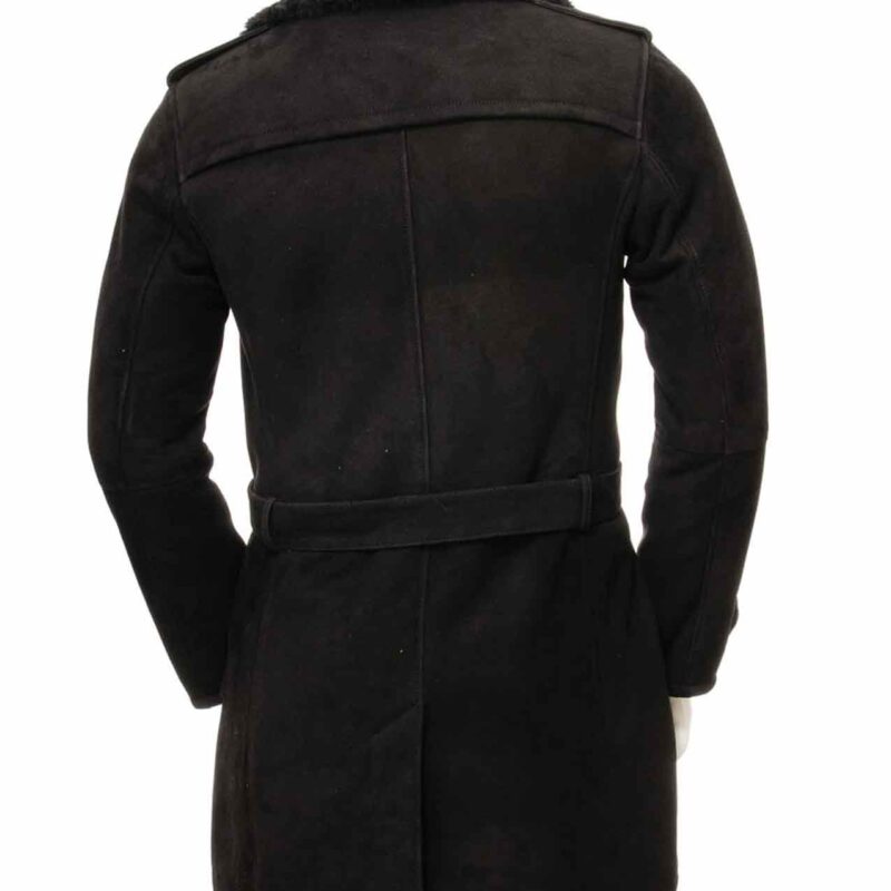 Men’s Suede Black Double Breasted Coat