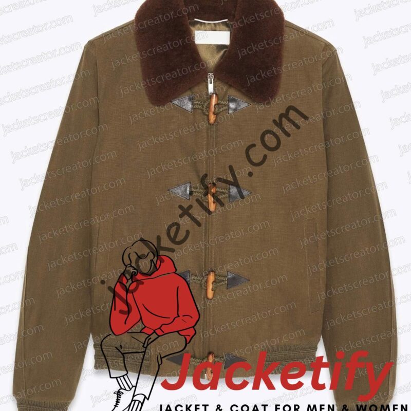 Idris Elba Super Bowl Jacket with Fur Collar