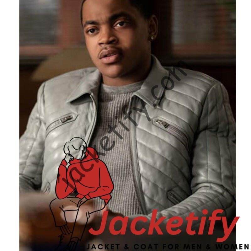 Power Book II Season 02 Michael Rainey Jr Grey Leather Jacket