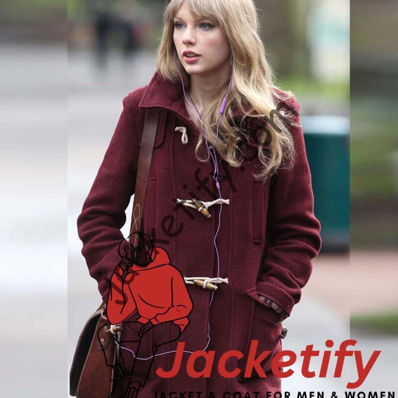 Taylor Swift Duffle Burgundy Coat
