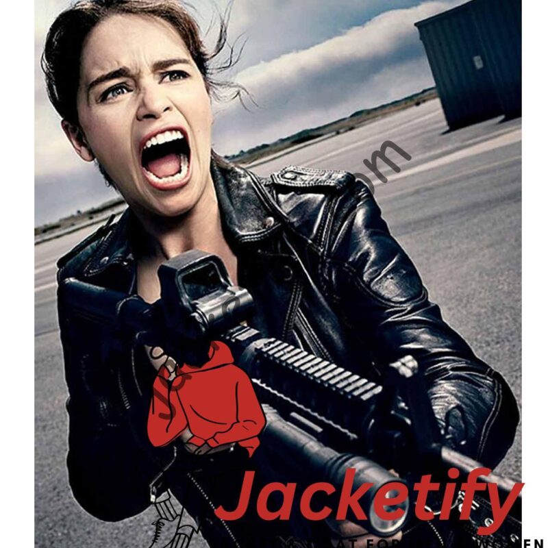 Terminator 5 Emilia Clarke Black Leather Jacket