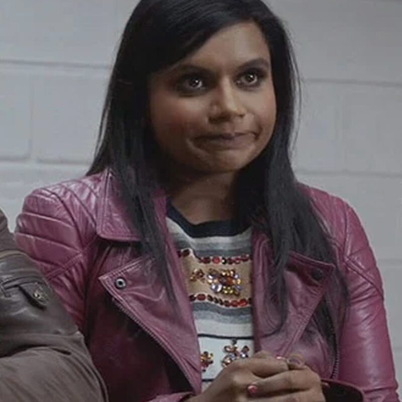 The Mindy Project S02 Mindy Kaling Burgundy Leather Jacket